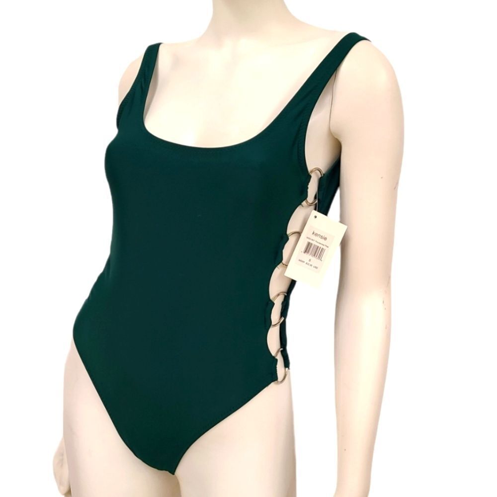Kensie Green Open Side Bathing Suit Womens size Small NEW WITH TAGS